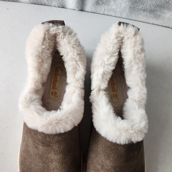 Timberland Shoes Womens Size 10 Slip on Suede Leather Faux Fur Lined Skyla Bay - Picture 10 of 11